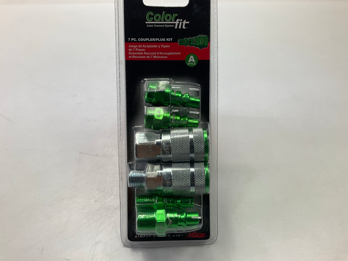 Milton COLOR FIT S-307AKIT 7 PC A-Style GREEN Coupler & Plug Set, 1/4'' NPT
