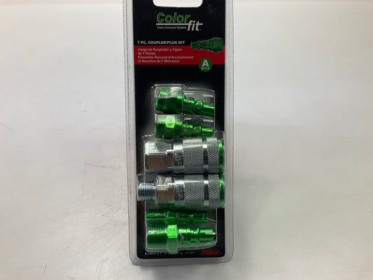 Milton COLOR FIT S-307AKIT 7 PC A-Style GREEN Coupler & Plug Set, 1/4'' NPT