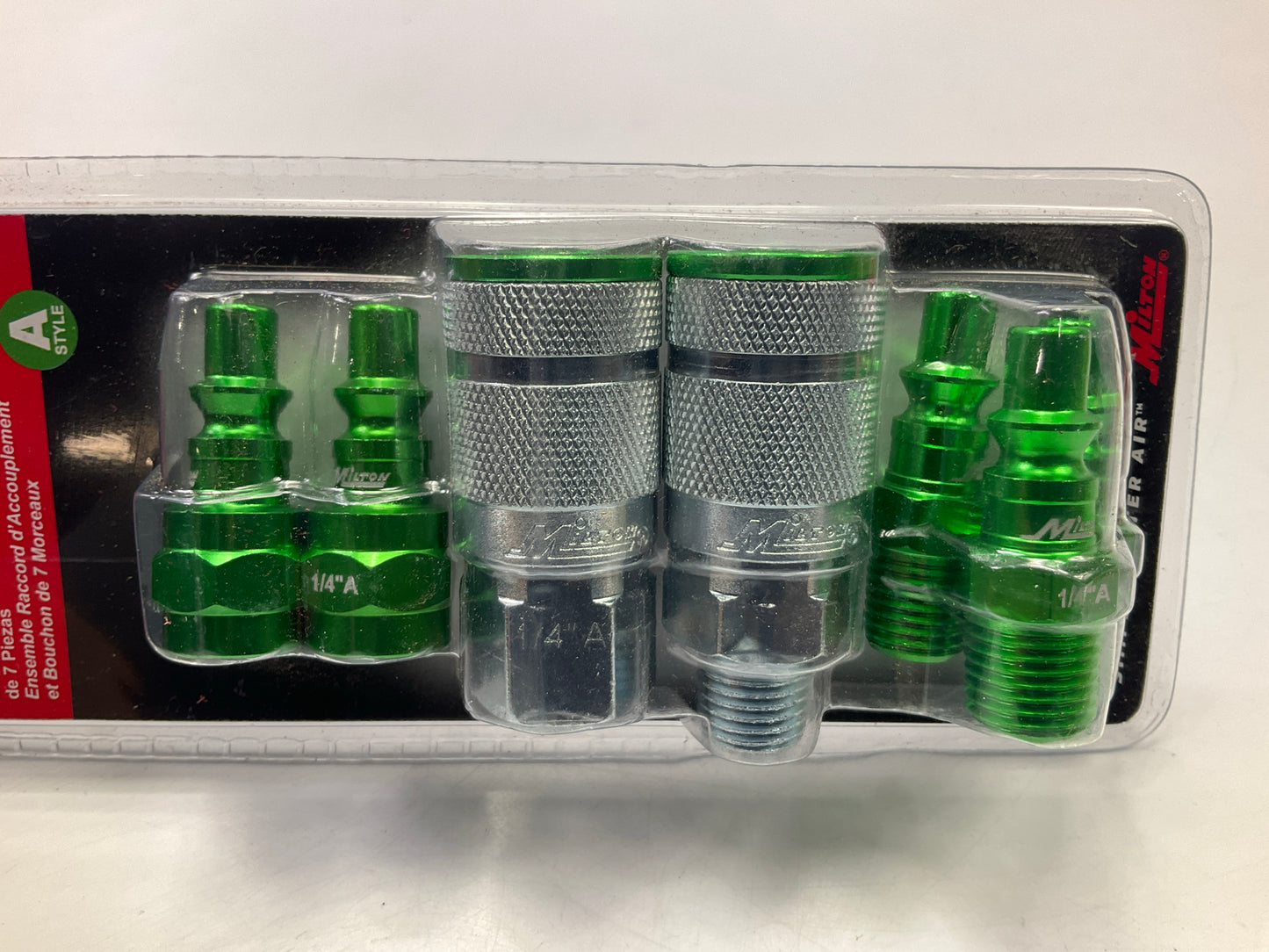 Milton COLOR FIT S-307AKIT 7 PC A-Style GREEN Coupler & Plug Set, 1/4'' NPT