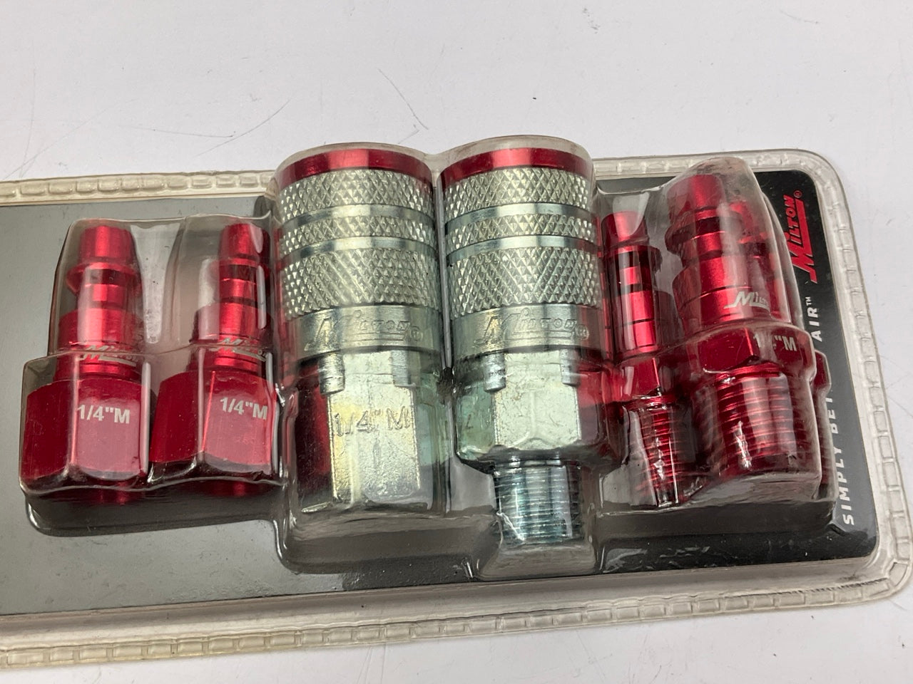 Milton S-307MKIT ColorFit M Style Coupler And Plug Kit 1/4'' NPT 7 Pieces, Red