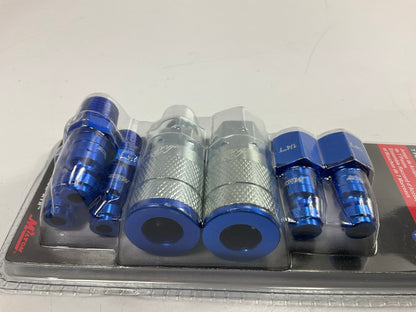 Milton S-307TKIT ColorFit Coupler & Plug Kit (5 Piece), T-Style 1/4 NPT Blue