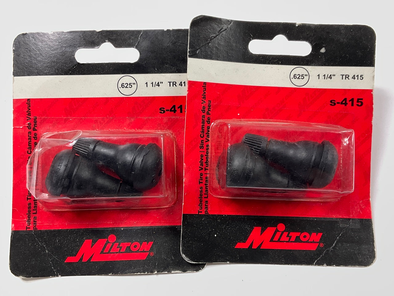 Milton S415 Tubeless Tire Valves, 1-1/4'' Length, .625'' Hole Diameter - Pack Of 4