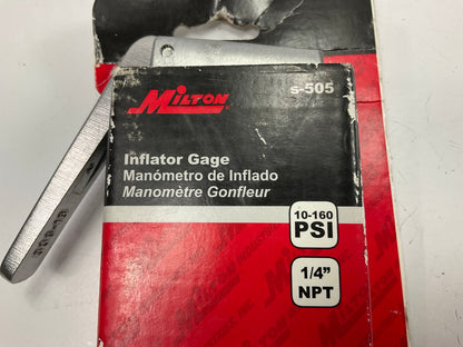 Milton S505 Tire Inflator Gauge With Ball Foot Chuck 10 To 160 PSI, Made In USA