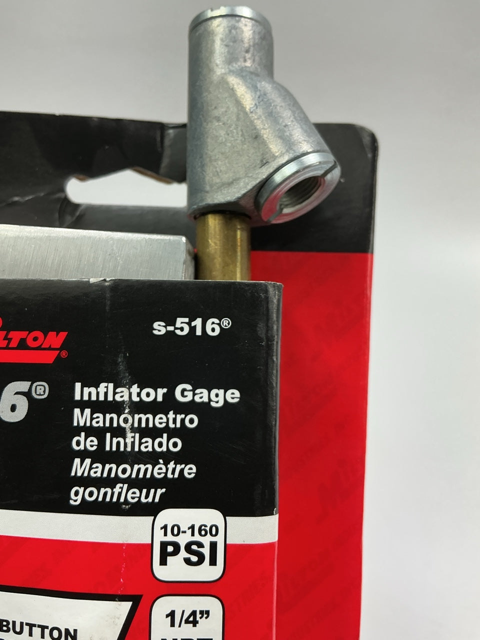 Milton S516 Tire Inflator Gauge With Dual Head Straight Foot Air Chuck 15'