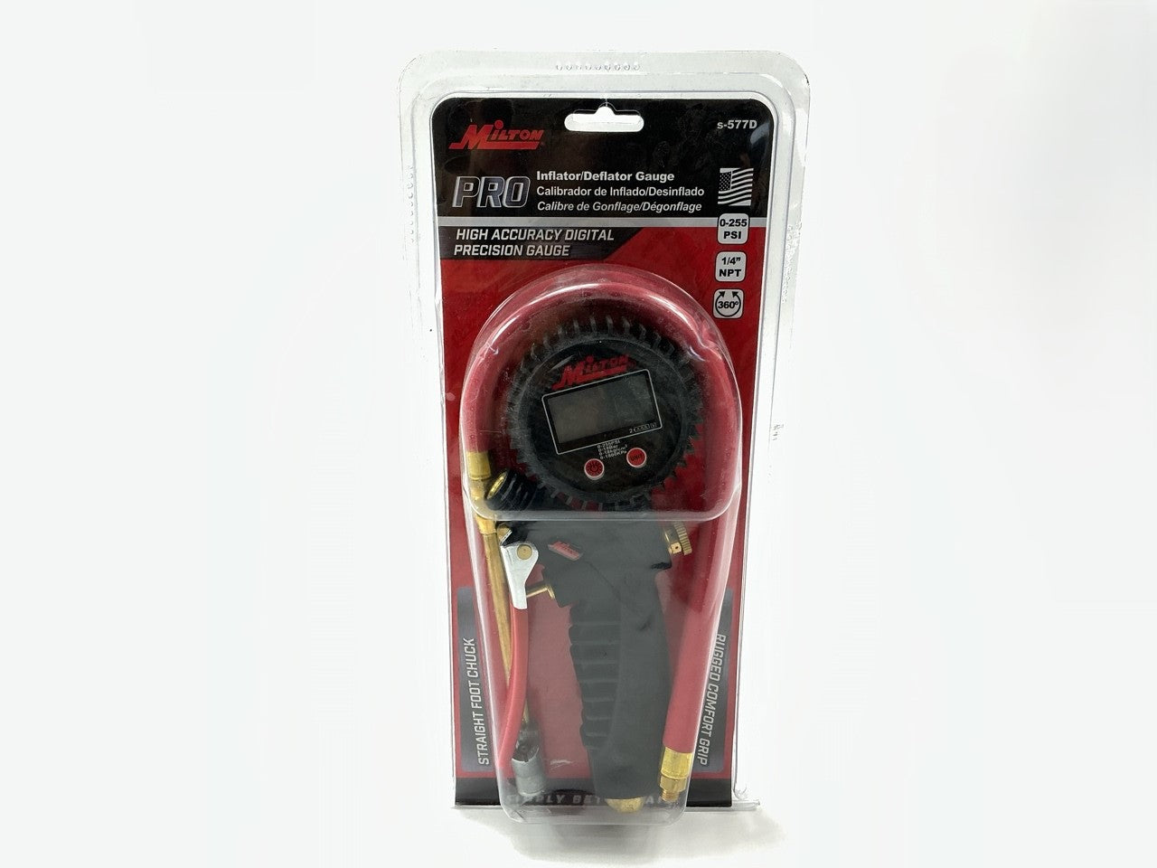Milton S577D Pro Digital Pistol Grip Tire Inflator Gauge Straight Foot Chuck