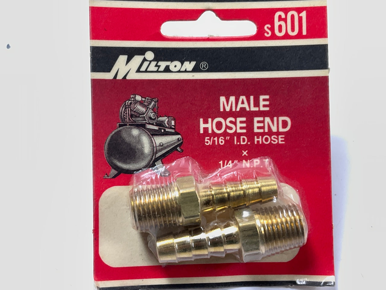 2 / PACK - Milton Industries S601 Hose End Fittings 1/4'' Male NPT X 5/16'' ID