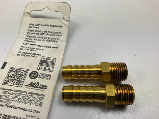 Milton S-602 3/8'' Barb X 1/4'' MNPT Brass Hose End - 2 PACK