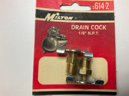 Milton S614-2  1/8'' NPT Brass Drain Cock For Air Compressor, 2 / PACK