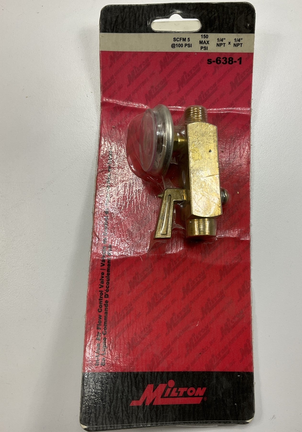 Milton S-638-1 Inline Air Flow Regulator 1/4'' F NPT X 1/4'' M NPT W/gauge
