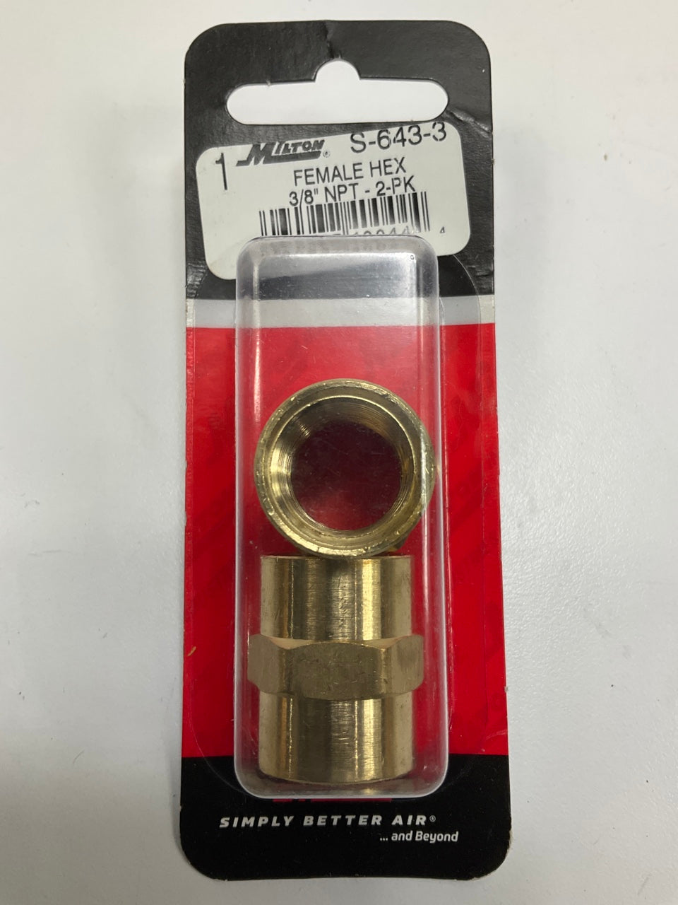 Milton S-643-3 3/8 FEMALE NPT 3/8'' FNPT Hex Coupling Hose Fitting - Pack Of 2