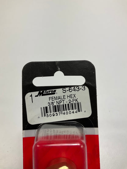 Milton S-643-3 3/8 FEMALE NPT 3/8'' FNPT Hex Coupling Hose Fitting - Pack Of 2