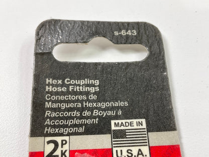 Milton S643 Female Hex Coupling Solid Brass Coupler Fitting 1/4'' NPT,  2 Pack