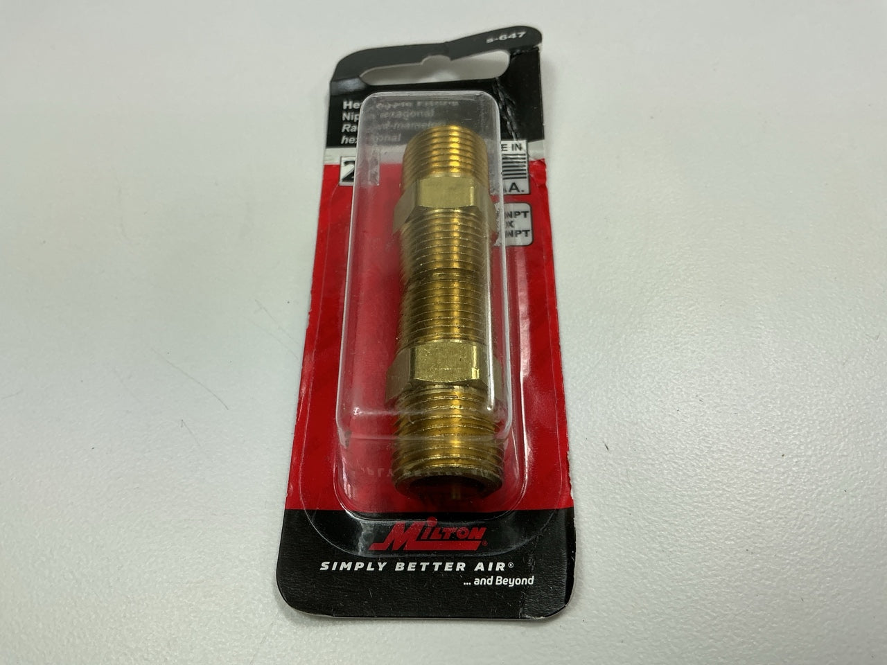 Milton S647 Hex 3/8 In NPT Brass Male Hex Nipple Coupler, 2 / Pack