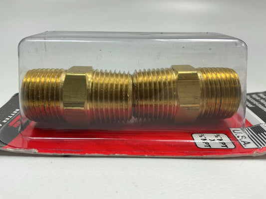 Milton S647 Hex 3/8 In NPT Brass Male Hex Nipple Coupler, 2 / Pack