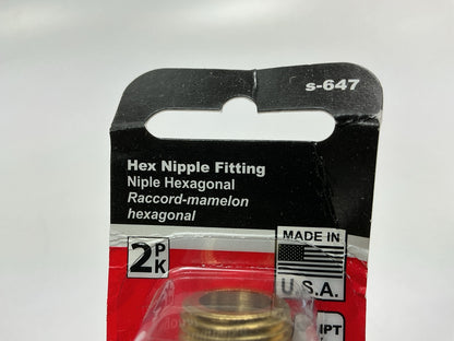 Milton S647 Hex 3/8 In NPT Brass Male Hex Nipple Coupler, 2 / Pack