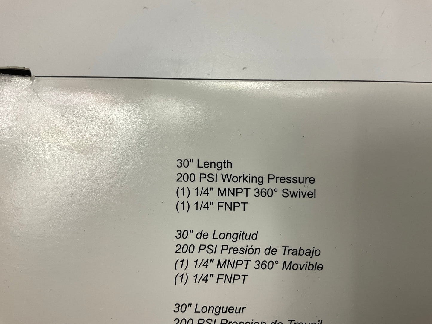 Milton S680 1/4'' ID X 30'' Rubber Hose Whip Swivel Fitting Snubber 200 PSI