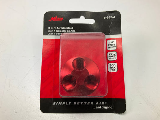 RED - Milton S-685- 4 3 In 1 Air Hose Manifold With 1/4'' FNPT Inlet And Outlets