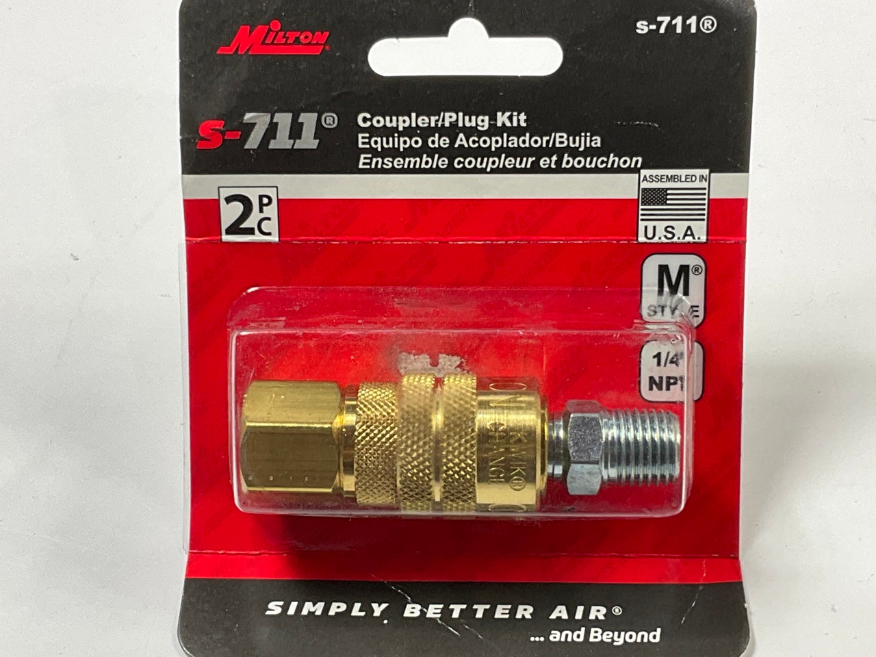 Milton S711 Kwik-Change 1/4'' M Style Coupler Plug Kit