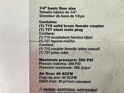 Milton S711 Kwik-Change 1/4'' M Style Coupler Plug Kit