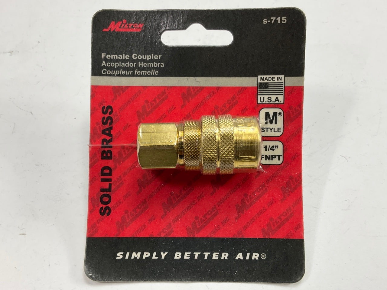 Milton S-715 M Style Coupler 1/4'' Female NPT Brass Body Kwick Change Coupler