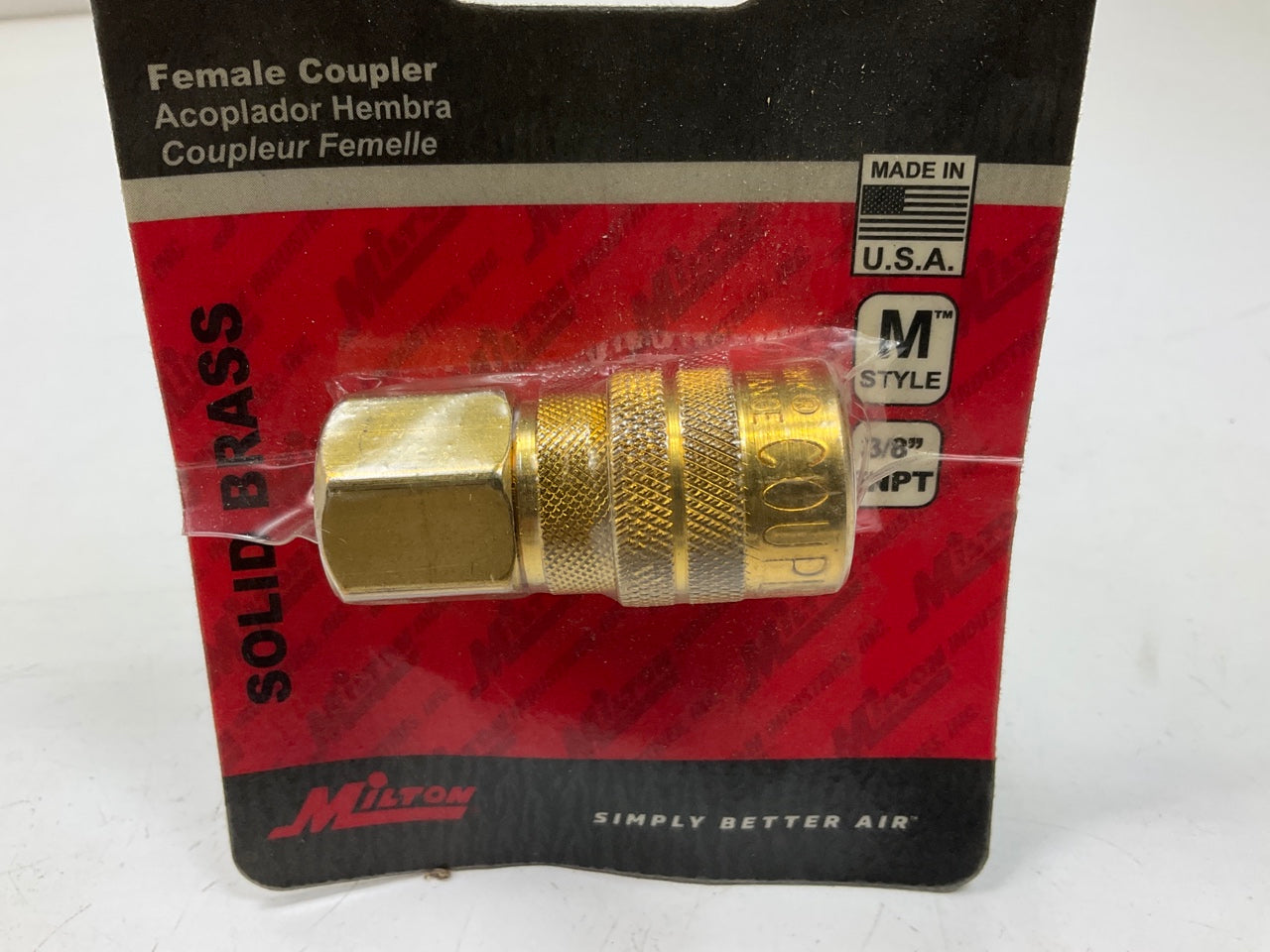 Milton S718 ''M'' Style, 3/8'' Female Coupler, Solid Brass