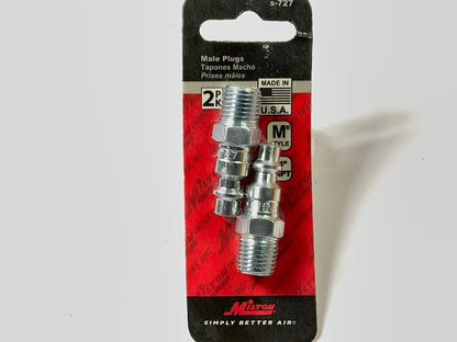 Milton S-727 M Style Plugs 1/4'' Male NPT Steel Quick Release Plugs (Pack Of 2)