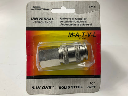 Milton S-743 Universal Coupler, 1/4'' Body X 1/4'' FNPT