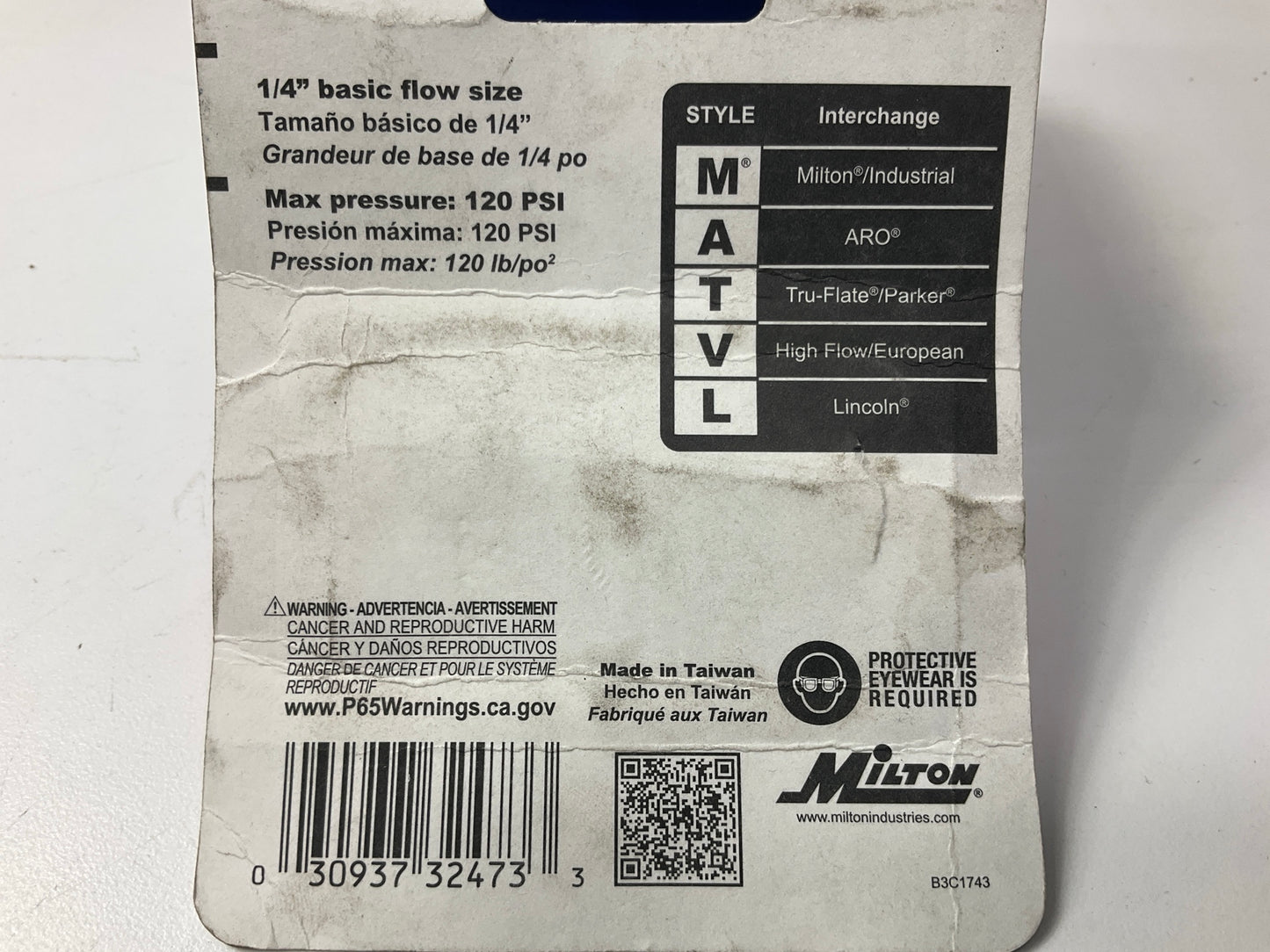 Milton S-743 Universal Coupler, 1/4'' Body X 1/4'' FNPT