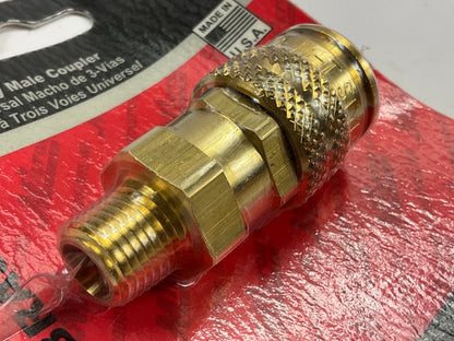 Milton S-746 Universal 3-Way Male Air Line Hose Coupler, 1/4'' MNPT A-M-T Style