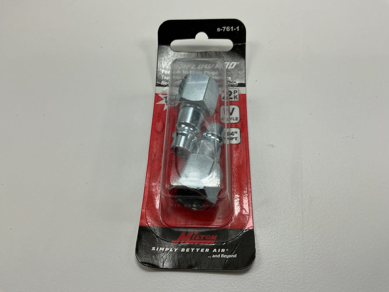 Milton S-761-1 V Style Plugs 1/4'' Female NPT Steel High Flow Pro European 2 Pack
