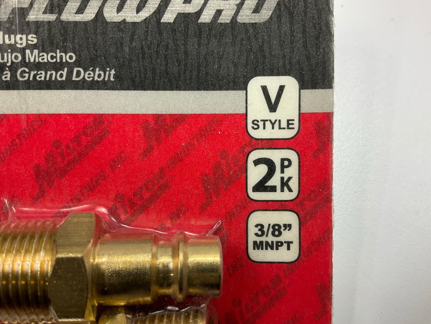 Milton S-762-1 3/8'' MNPT V-Style/Euro Interchange Steel Air Plug Fitting, 2-Pack