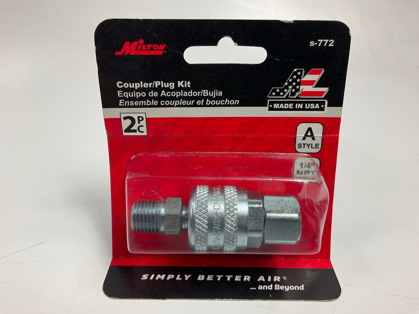 Milton S-772 1/4'' NPT A Style Coupler And Plug, Made In USA