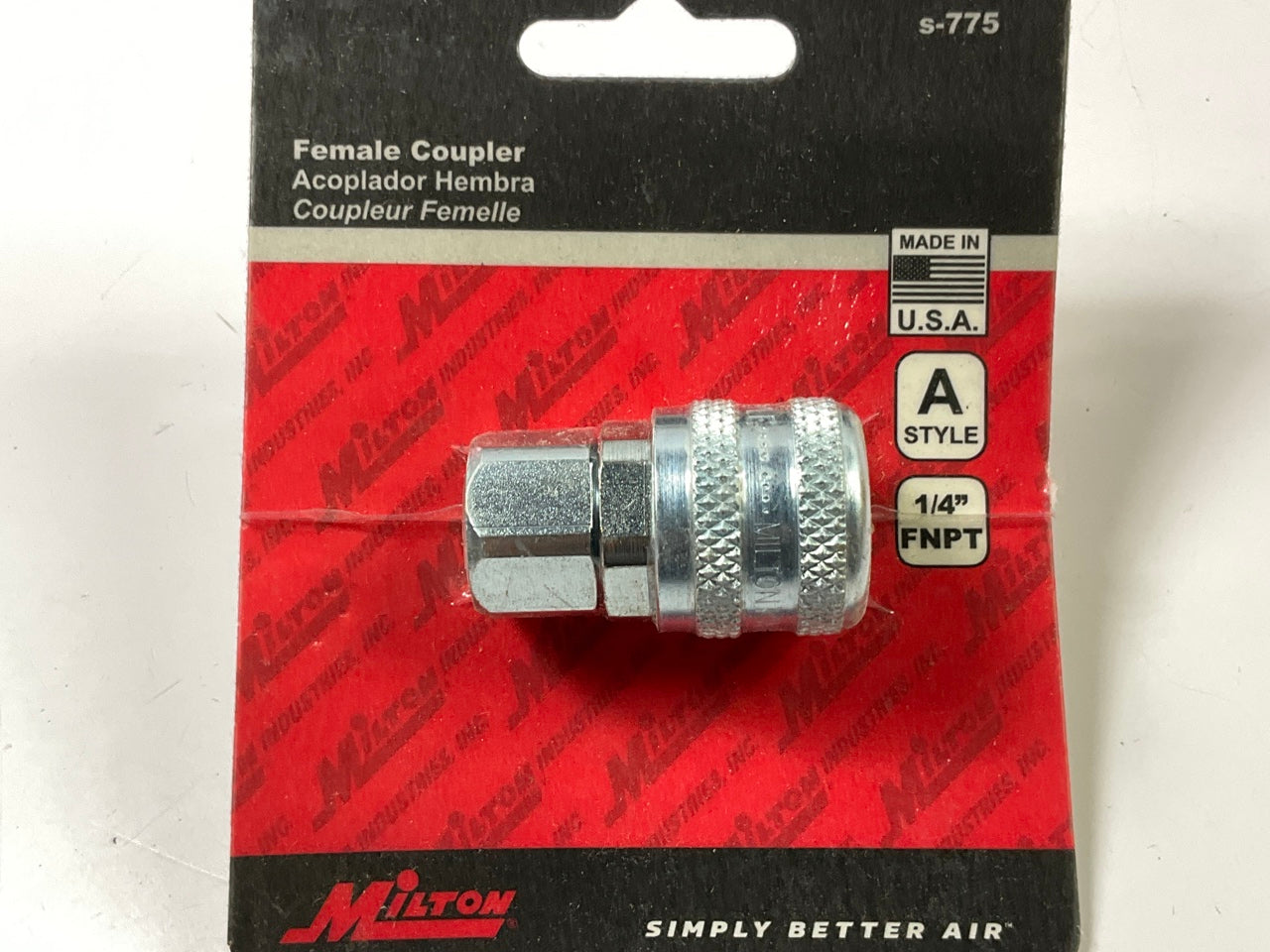 Milton S775 A-Style Air Coupler - 1/4 In NPT Female, MADE IN USA