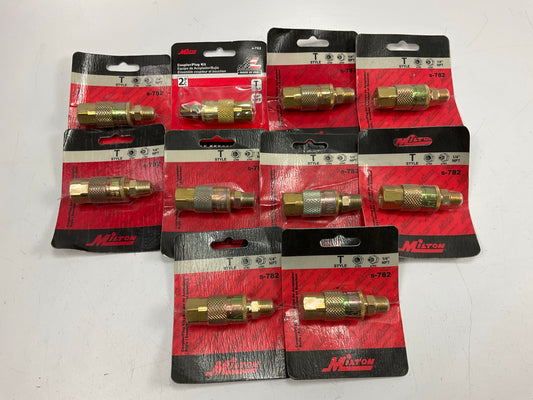 (10) MILTON S782 1/4'' NPT T-Style Coupler Plug, Made In USA