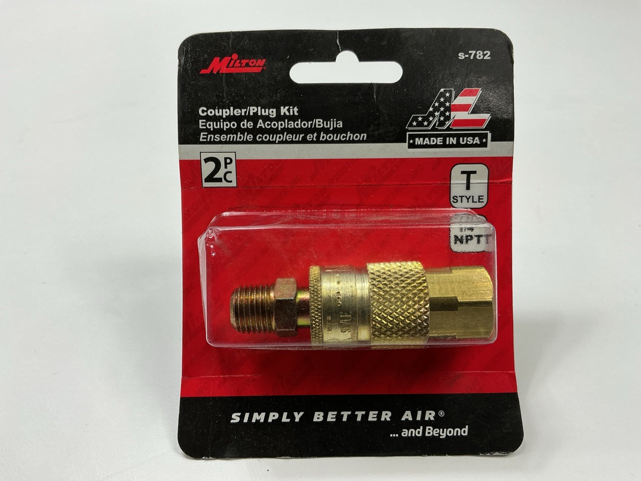 MILTON S782 1/4'' NPT T-Style Coupler Plug, Made In USA