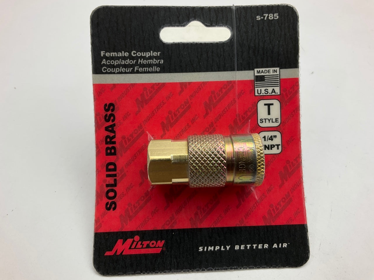 Milton S-785 Compression Coupler, T-Style, Female, 1/4'' NPT, Solid Brass Fitting