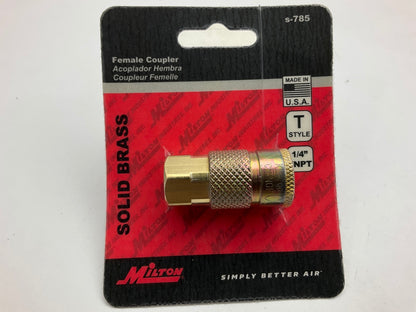 Milton S-785 Compression Coupler, T-Style, Female, 1/4'' NPT, Solid Brass Fitting