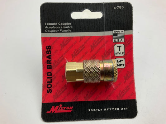 Milton S-785 Compression Coupler, T-Style, Female, 1/4'' NPT, Solid Brass Fitting