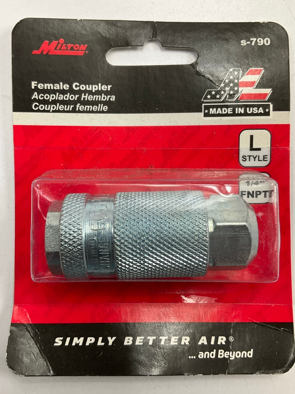 Milton S790 ''L'' Style Air Coupler - 1/4'' FNPT - Female