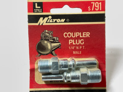 Milton S791 1/4'' L-Style Male Coupler Plugs, 2 / Pack