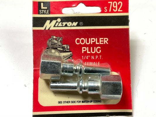 Milton S792 1/4'' NPT Female L-Style Couplers, 2 Pack