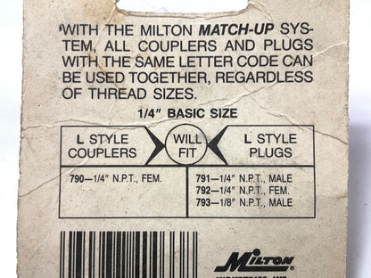 Milton S792 1/4'' NPT Female L-Style Couplers, 2 Pack