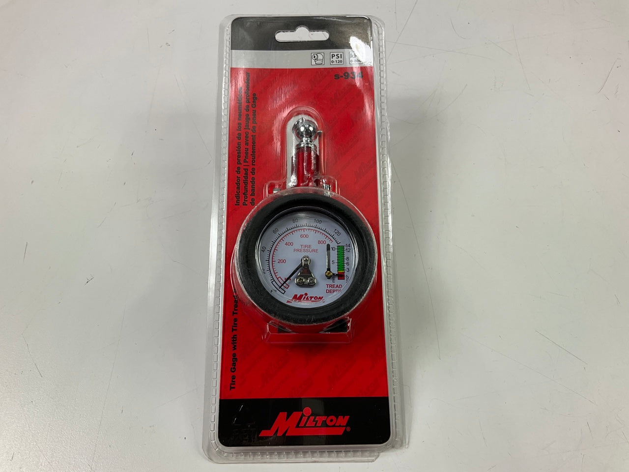 Milton S-934 Single Head Dial Air Pressure Gauge With Tread Depth Gauge