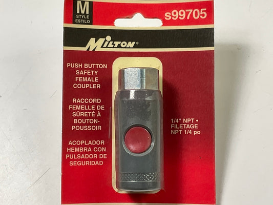 Milton S-99705 1/4'' NPT M-Style Female Push Button Safety Coupler