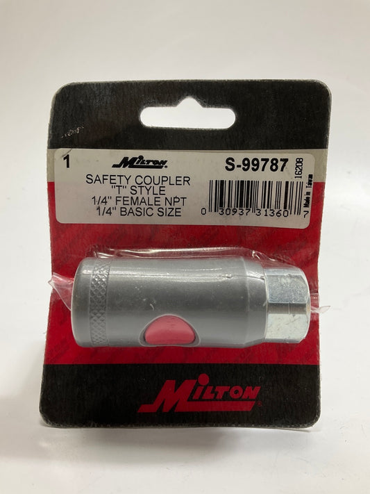 Milton S-99787 1/4'' NPT Female, ''T'' Style Safety Coupler