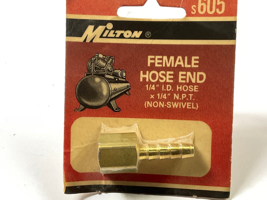 Milton S605 Female Hose Barb 1/4'' I.D. Hose X 1/4'' N.P.T. (Non-Swivel )