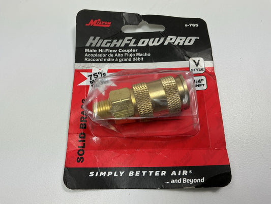 Milton S765 1/4'' MNPT Male V-Style High-Flow Coupler 300 PSI Air Tool Fitting