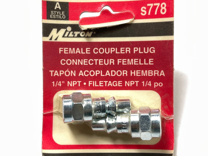 2 / PACK - Milton S778  1/4'' Female NPT A-Style Plugs