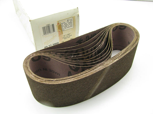 Milwaukee 49-37-3060  3''x24'' Sanding Belts, Aluminum Oxide - Pack Of 10