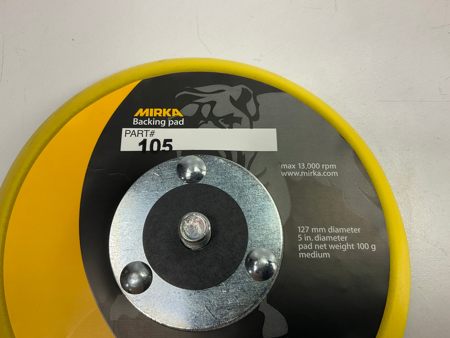 Mirka 105 5'' Solid PSA Backup Pad, 5/16'' X 24 Male Thread